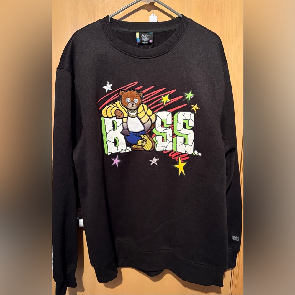 Boss Bear Fleece Crew Sweatshirt by Bleecker & Mercer Unisex XL BNWT
